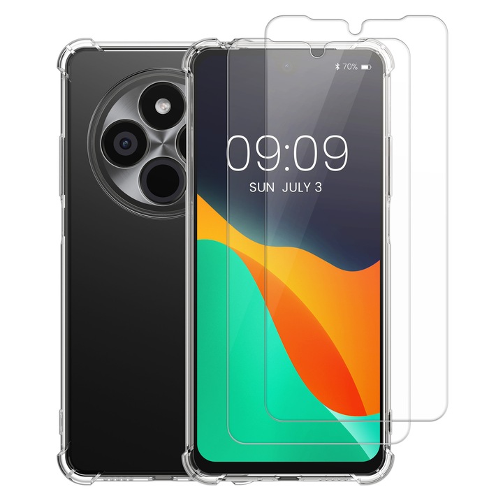 Husa Kalibri pentru Xiaomi Redmi 14C/Poco C75, protectie la socuri, TPU, sticla temperata, transparent