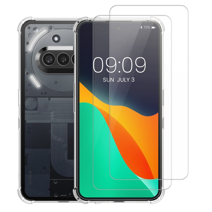 Husa Kalibri pentru Nothing Phone 3a, protectie la socuri, TPU, sticla temperata, transparent