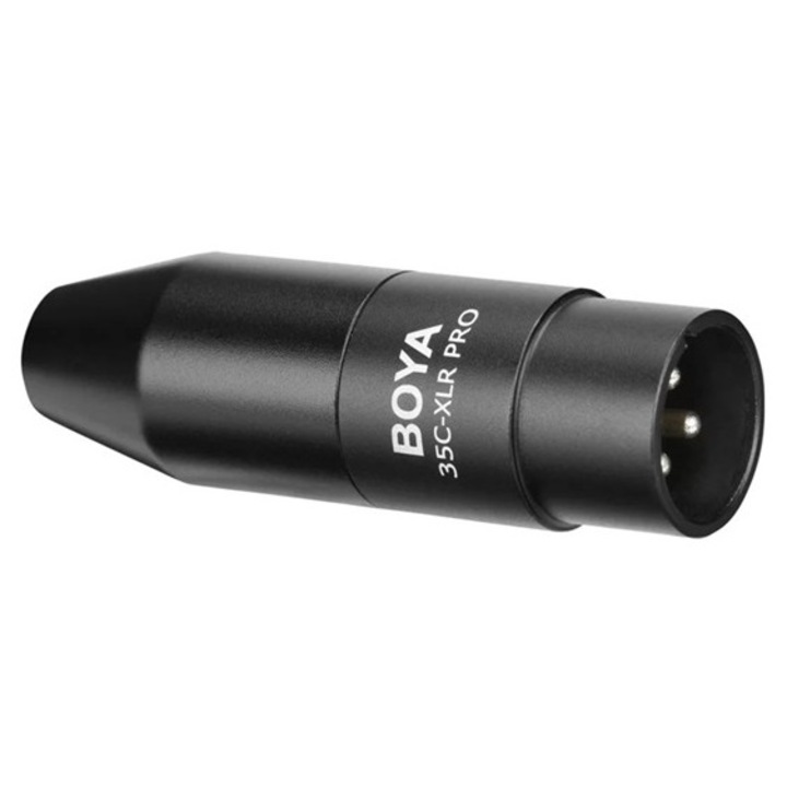 Boya 35c-xlr pro audió adapter, 3.5mm jack - xlr adapter tápátalakítóval, fekete
