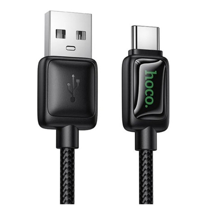 Hoco u146 adatkábel, usb - type-c, 3a, pd gyorstöltő, led kijelző, 120cm, fekete