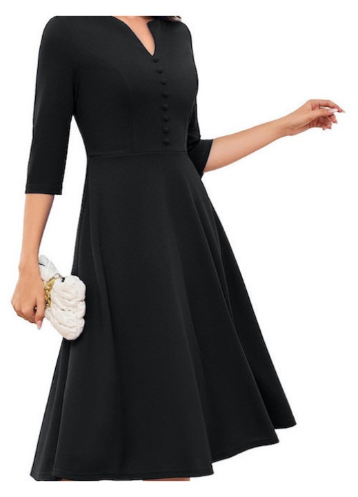 Női koktél midi ruha, Dresstells, bővülő, M, textil anyag, fekete, elegáns, alkalmakra