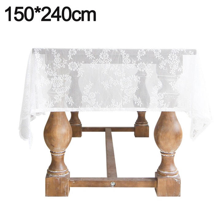 YANYXR téglalap alakú vintage fehér csipketerítő 150x240cm