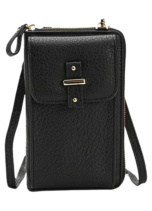 Kis crossbody táska, nagy kapacitású, fekete, 20x15cm