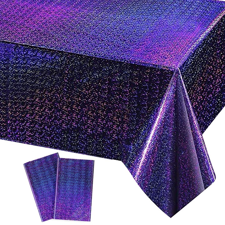 2 db holografikus asztalterítő szett, műanyag, 137x274cm, többszínű