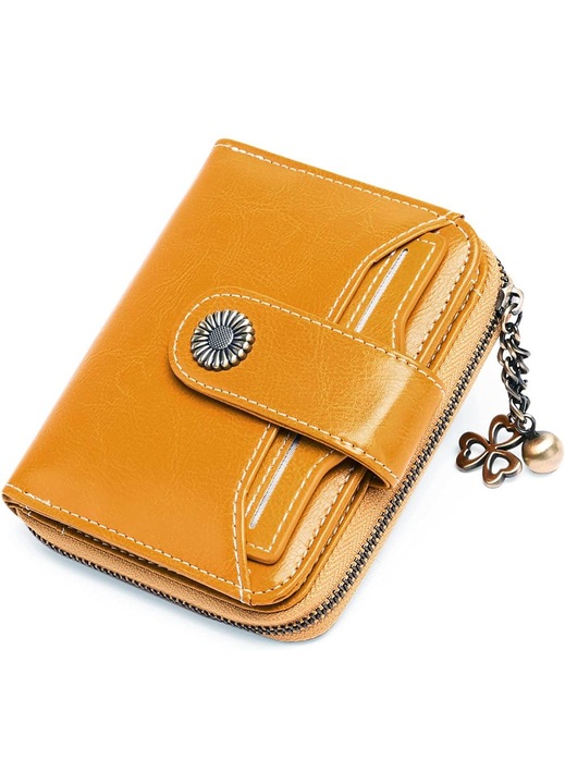 Női pénztárca, többszínű műbőr, 12x9cm, RFID védelemmel és cipzárral