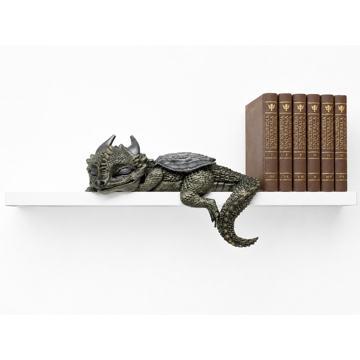 Dragon Decorativ pentru Raft/Etajera – Coada Atarnata, Finisaj Manual