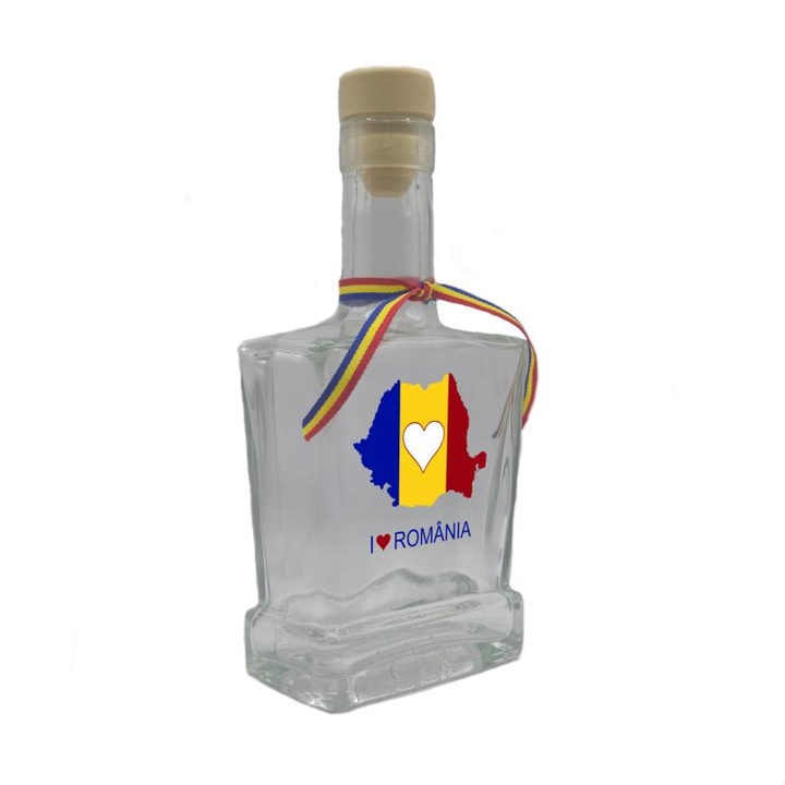 Szeretem Romániát, üveg üzenettel, lapos szuvenír ajándékbolt, 500 ml, divgs179 27 modell