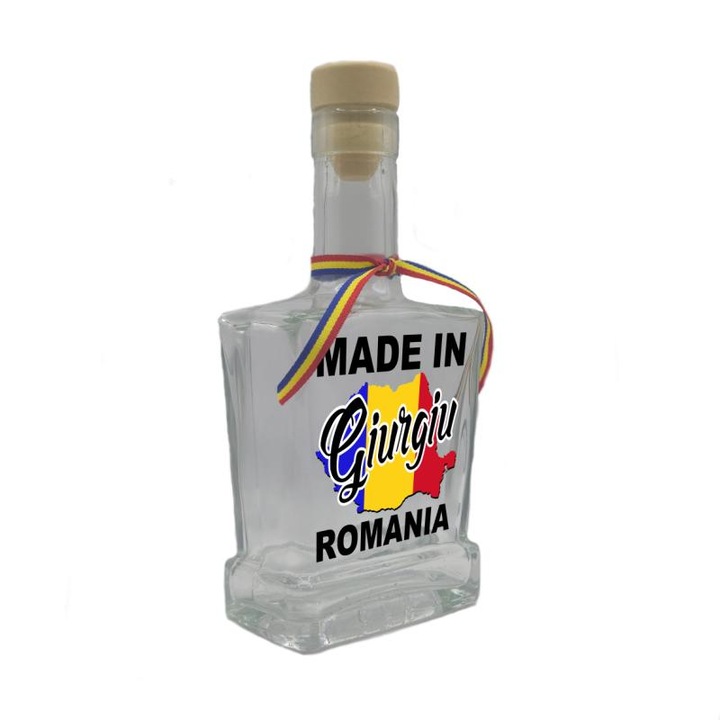 Gyártva Giurgiu Romániában, üveg üzenettel, lapos szuvenír ajándékbolt, 500 ml, divgs179 06 21 modell