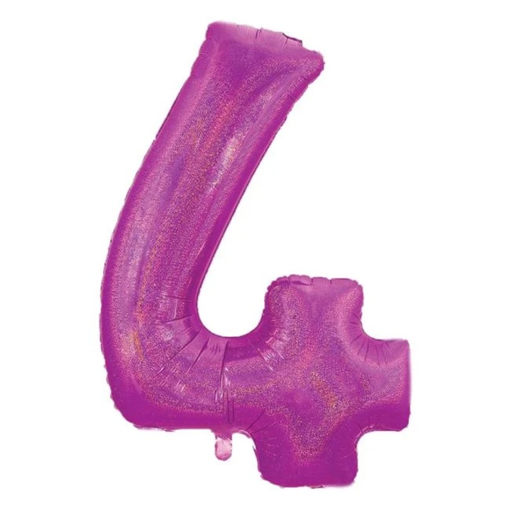 Fukszia Holografikus Fólia Parti Léggömb Szám 4 - 70cm