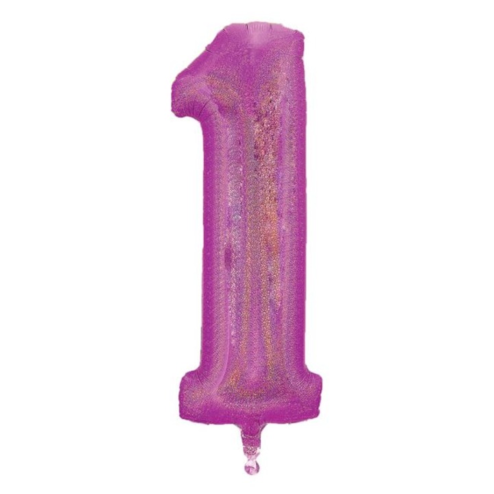 Fukszia Holografikus Fólia Parti Léggömb Nr.1 - 60cm