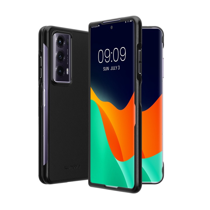 Husa Kwmobile pentru Honor Magic V2, protectie la socuri, piele ecologica, negru