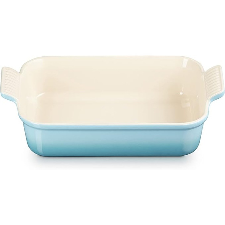 Tava dreptunghiulara din ceramica Le Creuset Heritage, 26 cm, 2, 4 L, pentru cuptor, albastru