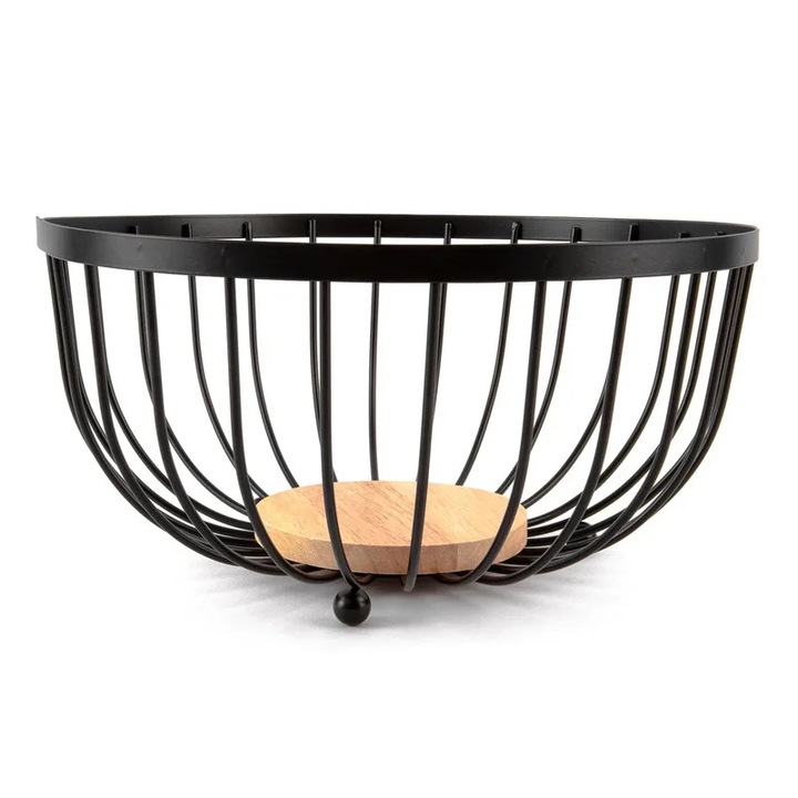 Fructiera Neagra cu Fund de Lemn 25x13 - Eleganta pentru Casa Ta