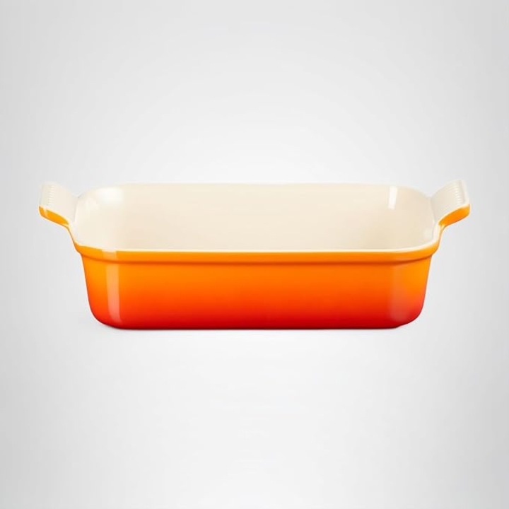Tava dreptunghiulara din ceramica Le Creuset Heritage, 26 cm, 2, 4 L, pentru cuptor, portocaliu