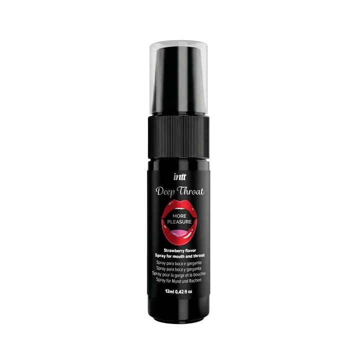 Spray pentru sex oral adanc INTT Deep Throat - More Pleasure, cu aroma de capsuni, 12 ml