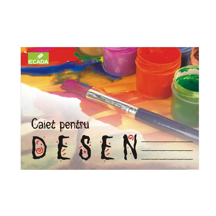 Caiet Ecada®, Desen, Velina, A4, 16 file, 80 g/m², 210 x 297 mm, Coperta Hartie, Capsata, Scoala generala, sku28