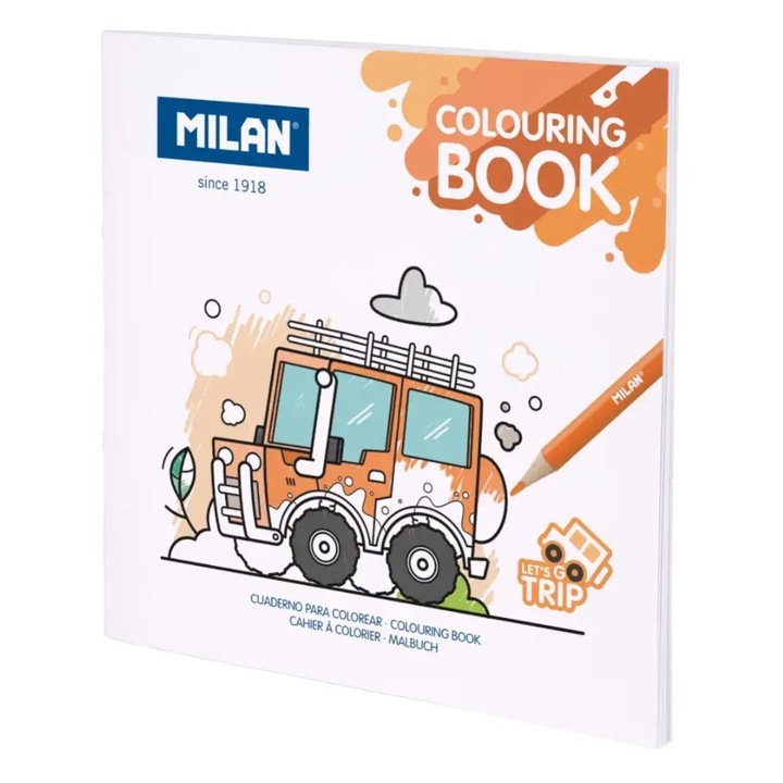 Caiet Milan®, Desen, Velina, Patrat, 20 file, 140 g/m², 210 x 210 mm, Coperta Hartie, Brosata, Microperforatii desprindere fila, Prescolari, sku28