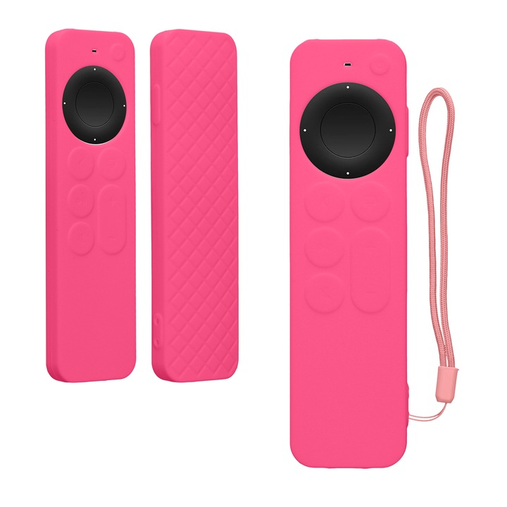 Husa telecomanda Kwmobile pentru Apple Siri Remote generatia 2 si 3, anti-alunecare, silicon, roz