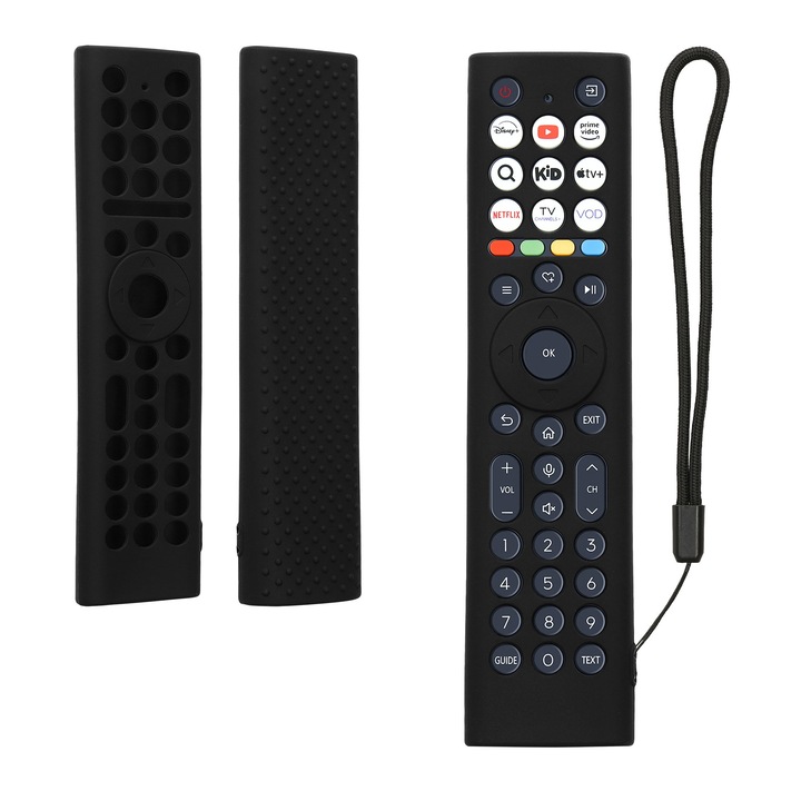 Husa telecomanda Kwmobile pentru Hisense ERF2B38H/ERF2K38H/ERF2F38H, anti-alunecare, protectie la socuri, silicon, negru