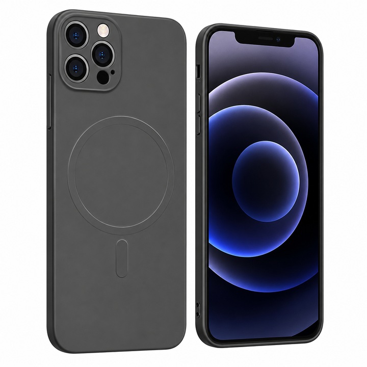 Tok Apple iPhone 12-hez, szilikonból, Evolium, fekete