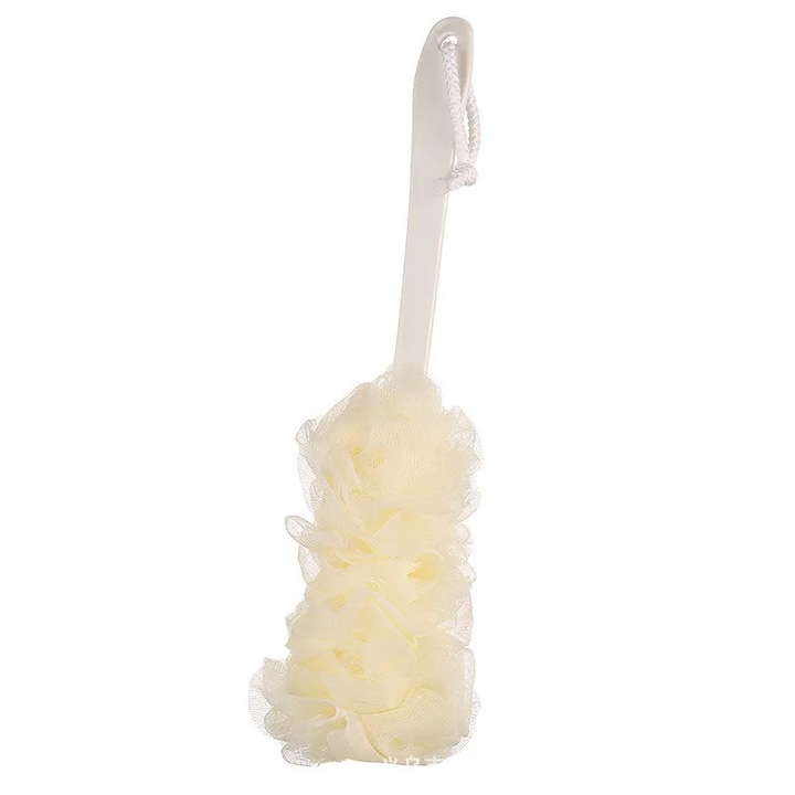 Burete de baie cu maner lung, bej, 41x11cm, plastic ABS