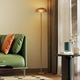 Lampa LED de podea living, Aiorber, lumina calda 3000K, comutator picior, 134cm, design modern, finisaj auriu
