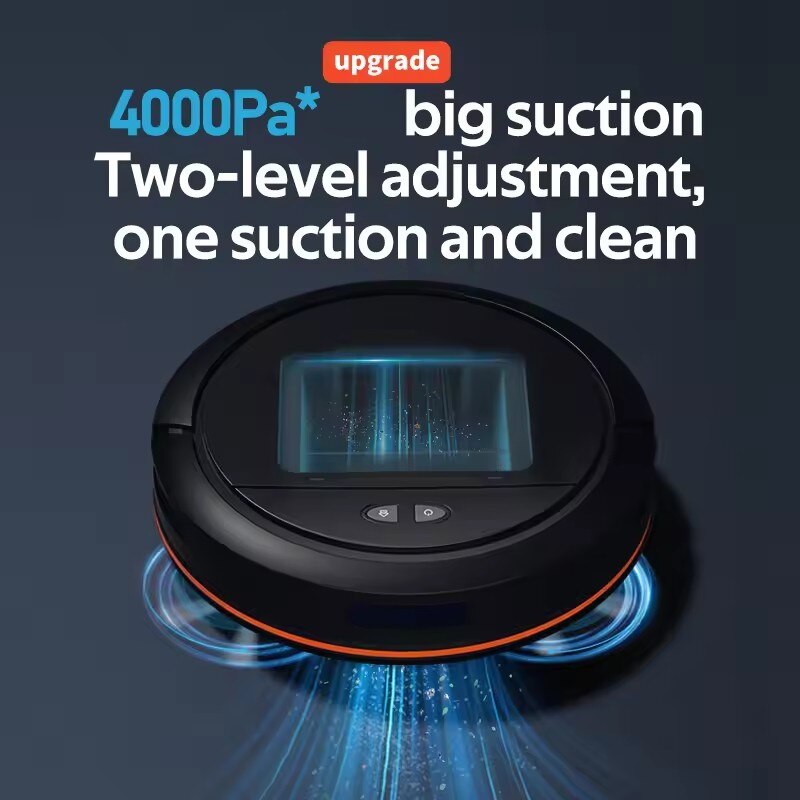Robot Aspirator Inteligent 3-in-1 Aspirare, Aiorber, Mop si Spalare, 4000Pa Navigatie Smart Home prin Aplicatie, Putere Mare de Suctiune pentru Par de Animale, Senzori Anti-Coliziune, Negru