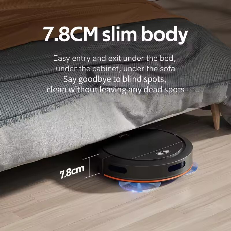 Robot Aspirator Inteligent 3-in-1 Aspirare, Aiorber, Mop si Spalare, 4000Pa Navigatie Smart Home prin Aplicatie, Putere Mare de Suctiune pentru Par de Animale, Senzori Anti-Coliziune, Negru