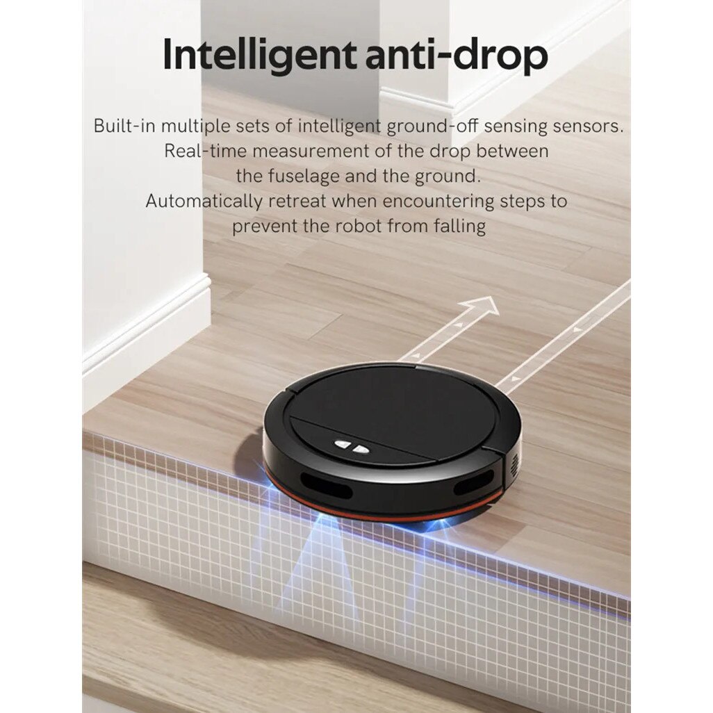 Robot Aspirator Inteligent 3-in-1 Aspirare, Aiorber, Mop si Spalare, 4000Pa Navigatie Smart Home prin Aplicatie, Putere Mare de Suctiune pentru Par de Animale, Senzori Anti-Coliziune, Negru