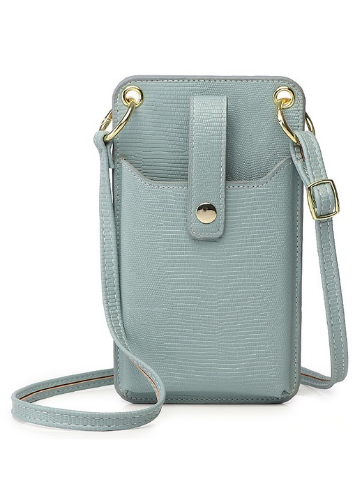 Női kis crossbody táska, pénztárca telefontartó zsebbel, fekete, 20x12x5cm