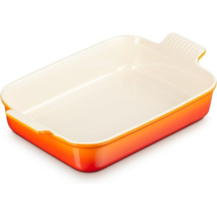 Tava dreptunghiulara pentru copt din ceramica Le Creuset Heritage, 32 cm, 4L, 2, 31 kg, portocaliu