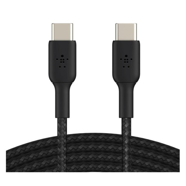 Belkin boostcharge adatkábel, type-c - type-c, 60w, pd gyorstöltő, cipőfűző, 200cm, fekete