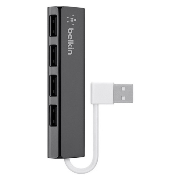 Belkin usb hub 4in1, elosztó, 4 usb aljzat, fekete