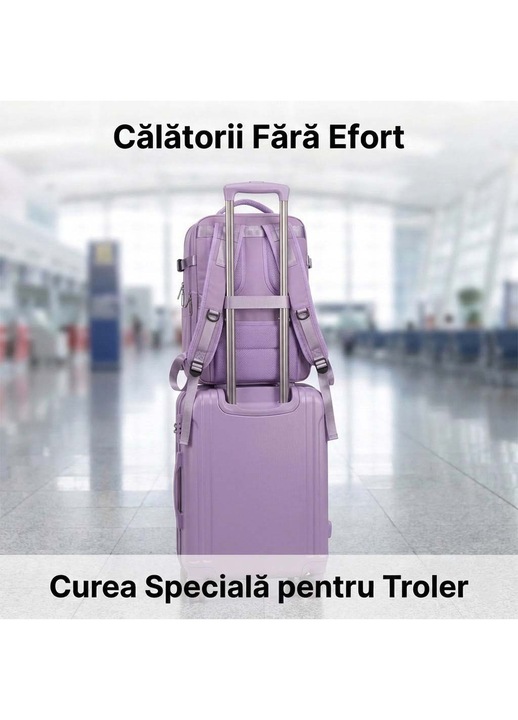 Rucsac Calatorie Business si Calatorie, erucsac®, Impermeabil, Multifunctional, Anti-transpiratie, Port Incarcare USB, Ghiozdan Voiaj, Compartiment Incaltaminte, Buzunar Separat Umede, Laptop 15, 6 inch, Haine, Accesorii, Capacitate Mare 30 L, Mov Lila