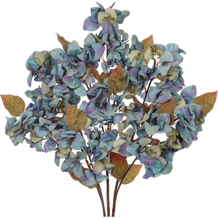 Művirág bougainvillea ág, Oairse, 5 db-os szett, 70 cm, őszi dekoráció, beltéri és fedett kültéri használatra, szintetikus selyem, műanyag