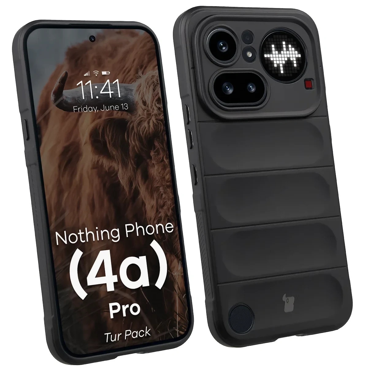 Kit protectie 2 in 1 BizonMobile, Carcasa Bizon Tur si Folie sticla securizata Bizon Glass Edge, compatibil cu Nothing Phone (4a) Pro, Negru