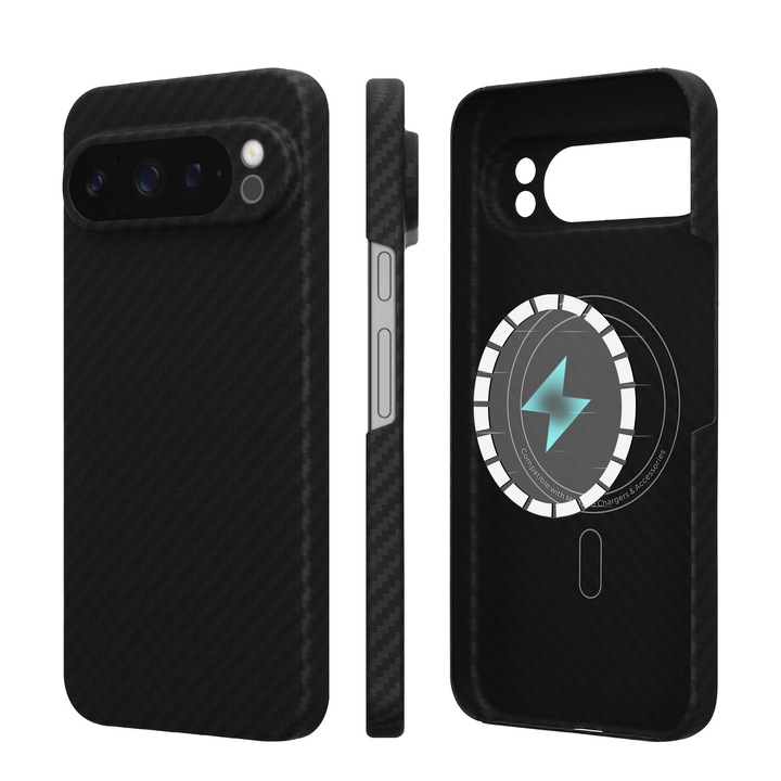 Husa Kalibri pentru Google Pixel 9 Pro XL, compatibilitate MagSafe, aramida, negru