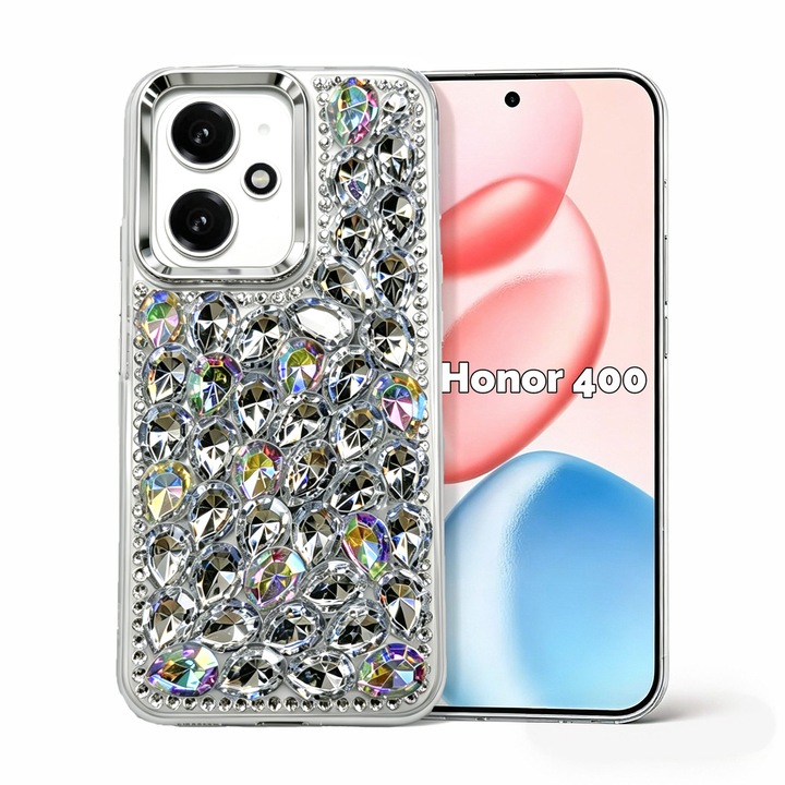 Husa de Protectie, Compatibila Honor 400, Bling Glitter Luxury cu Strass Crystal Rhinestone, OLOEY®,3D Sparkly Jewelled Gemstone, Transparent, Anti Shock