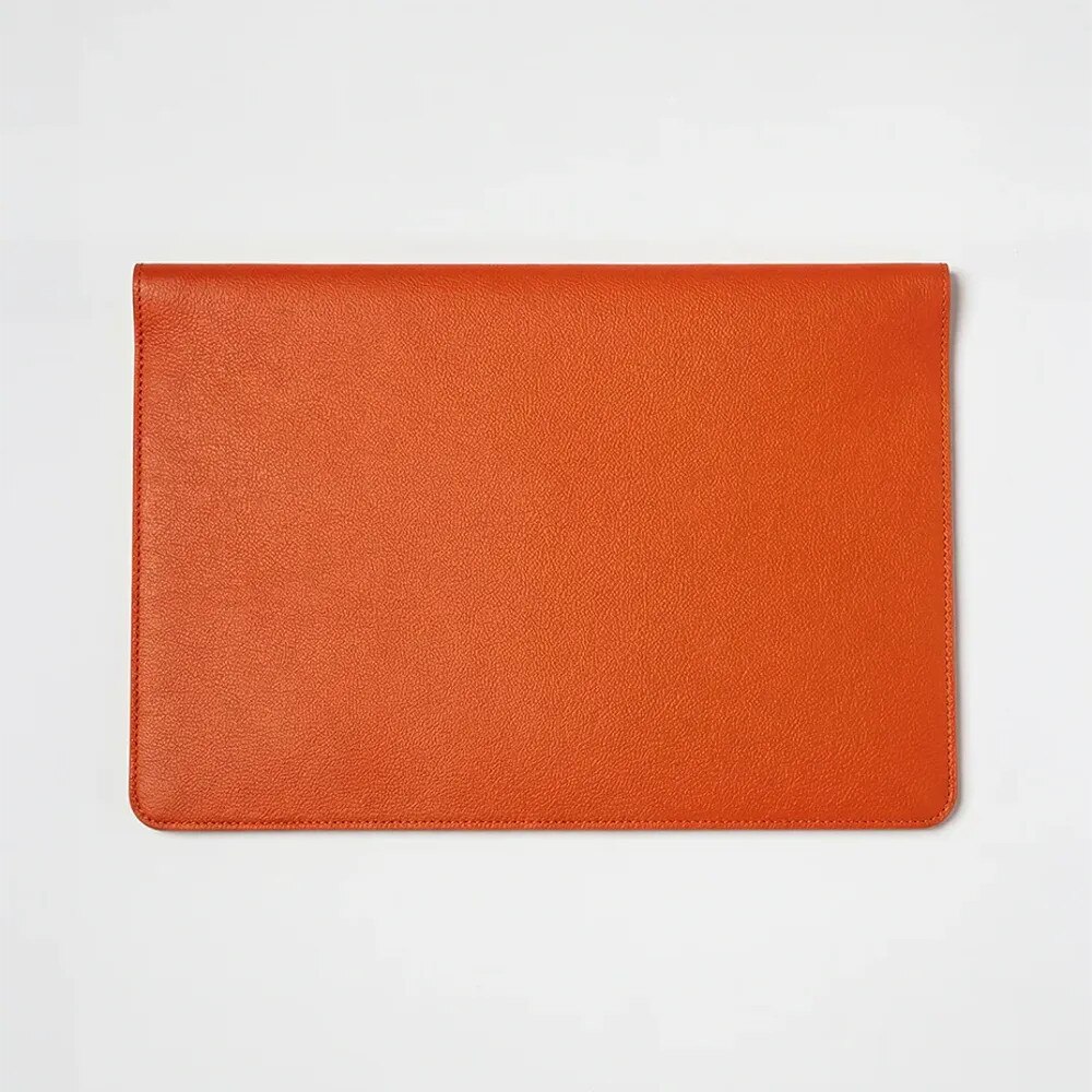 Husă laptop House of Nobilique, piele naturală, design slim, portocalie, 13-14 inch