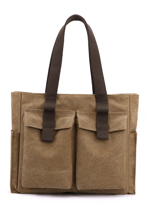 Nagy kapacitású vászontáska anyukáknak, fogantyúval, tartós táska több zsebbel, a könnyű rendszerezéshez és mindennapi használatra
