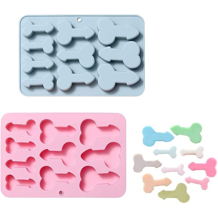 2 buc matrite din silicon pentru ciocolata, matrita pentru bomboane de ciocolata cu penis pentru adulti, matrita reutilizabila antiaderenta pentru fondant de tort, matrita pentru copt tort pentru o singura petrecere a burlacilor, roz, medie