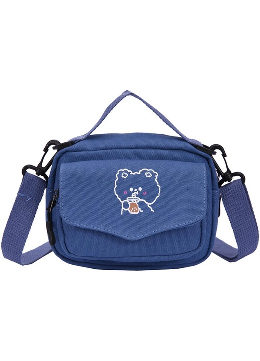 Kawaii vászon válltáska, crossbody típusú, japán rajzfilmekkel, messenger típusú, Preppy (kék)