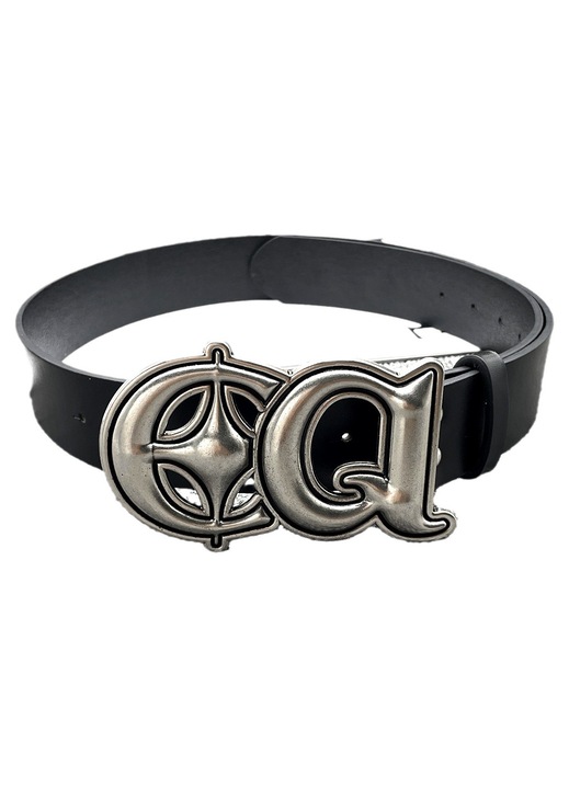 Fekete retro öv férfiaknak és nőknek, bőr öv extra nagy fém LOGO-val, hozzáillő, divatos punk fém stílusban