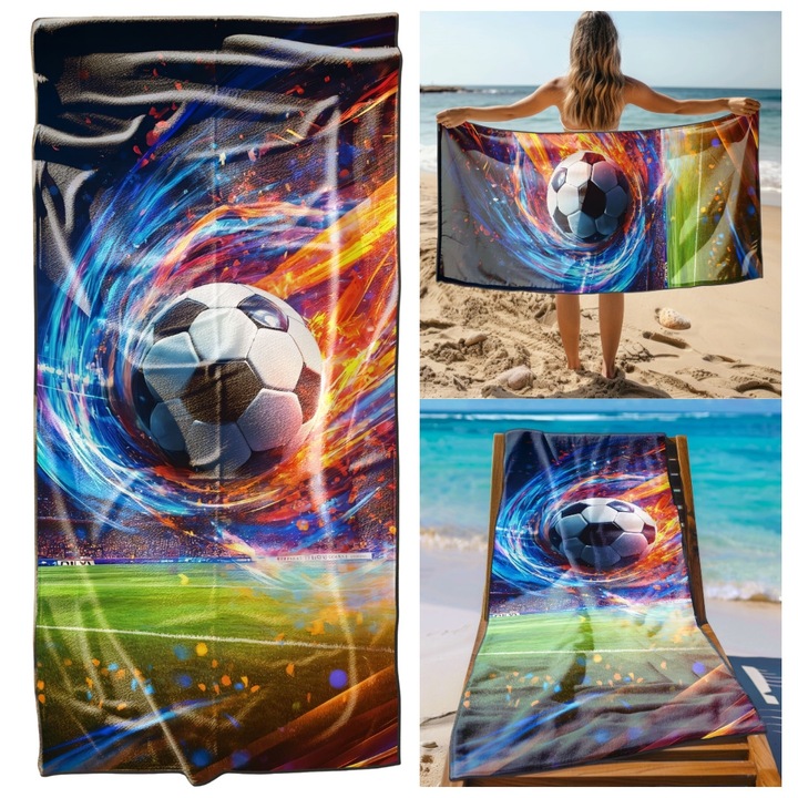 Strandtörölköző, Cotton world, 70 x 140, Varázslabdás minta, Többszínű, Mikroszálas, Mintás, Oeko-Tex, Gyorsan száradó, Téglalap alakú