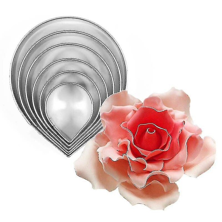 6x/set matrite pentru tort cu petale de trandafir, fondant