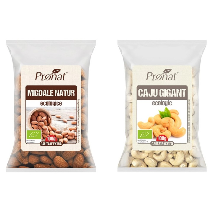 Пакет Био Ядки Pronat – Био Бадеми Natur 100g & Био Кашу цели 100g