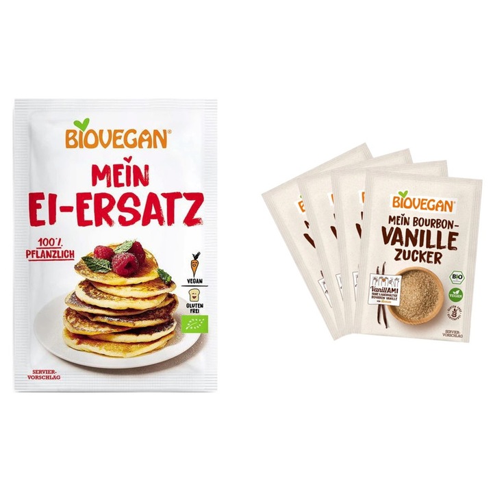 Biovegan Vegán Sütemény Csomag: Bio Tojás Alternatíva 30 g + Bio Vaníliás Cukor 4 x 8 g