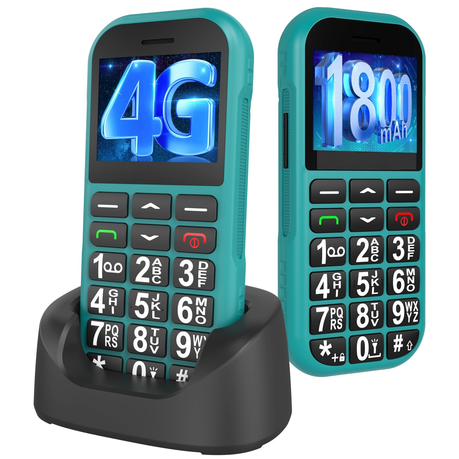 Telefon Mobil Pentru Seniori cu Buton SOS, Meniu in Romana, 4G, Butoane Mari, Bluetooth, Radio, Lanterna, Incarcator USB-C si Suport de Incarcare, Baterie Mare de 1800 mAh, Apelare Rapida, Usor de Utilizat de Catre Varstnici, Pensionari si Bunici