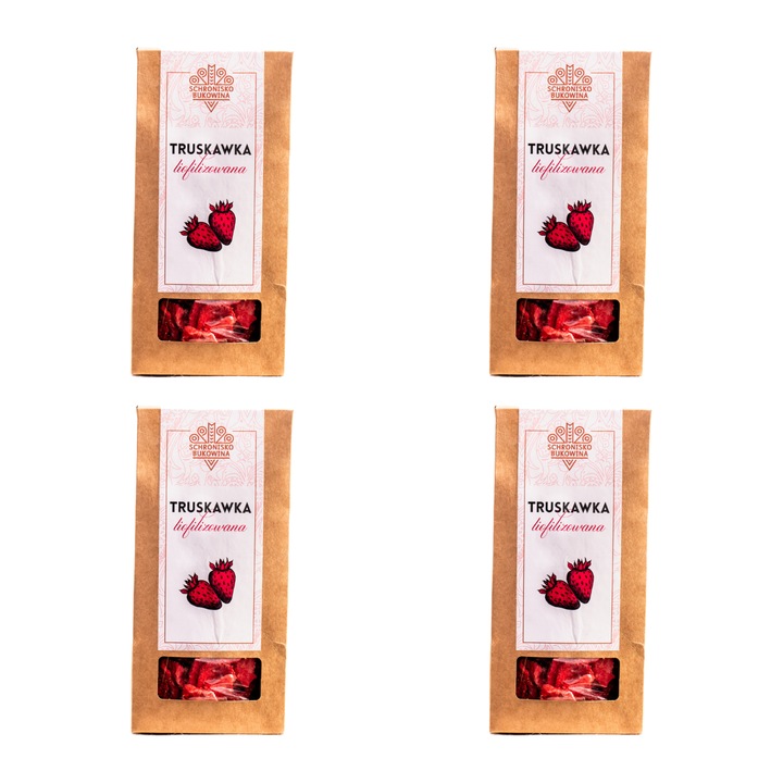 Capsuni liofilizate, Schronisko Bukowina, 4 bucati, 30 g, fructe uscate, gustare naturala, fara zahar adaugat, produs premium