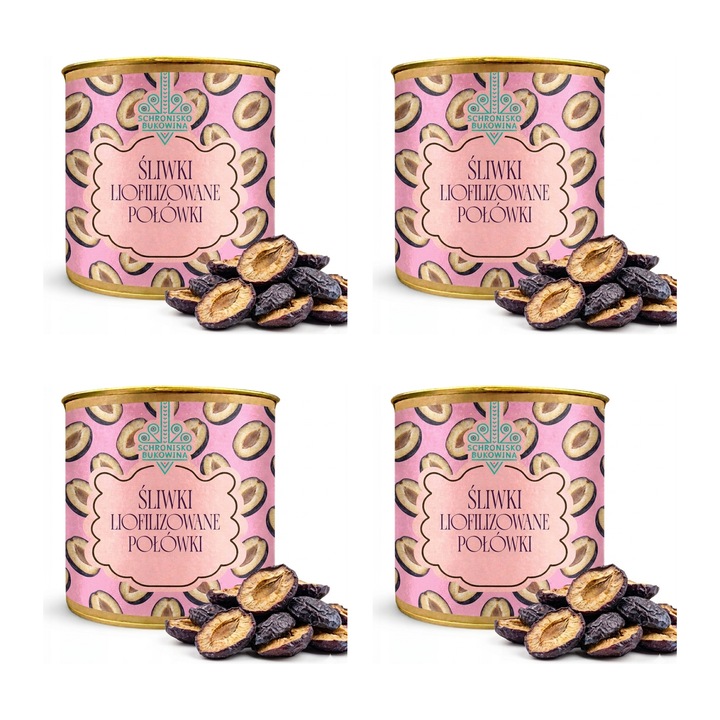Prune liofilizate, jumatati de prune, Schronisko Bukowina, 4 bucati, 30 g, fructe uscate, gustare naturala, pentru deserturi
